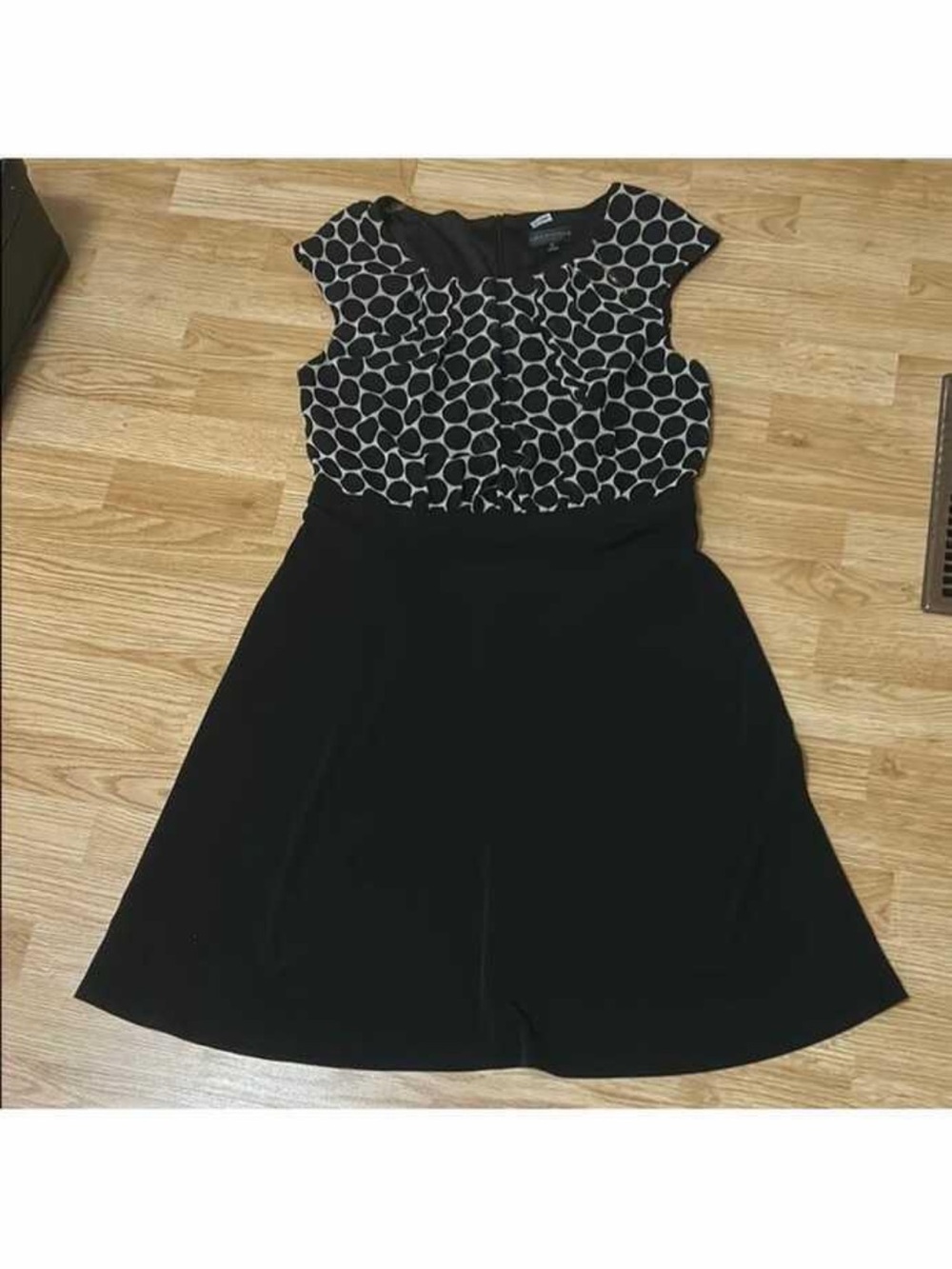connected apparel Black Dress with White Polka Dot Bodice